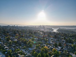 An aerial of New Westminster looking southeast towards the city centre