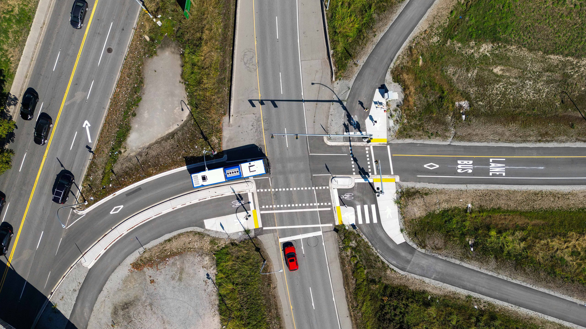 An aerial view of the Bridgeport Road Bus Connection