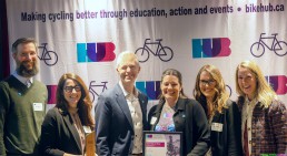 A group photo of TransLink representatives accepting the HUB Bike Awards
