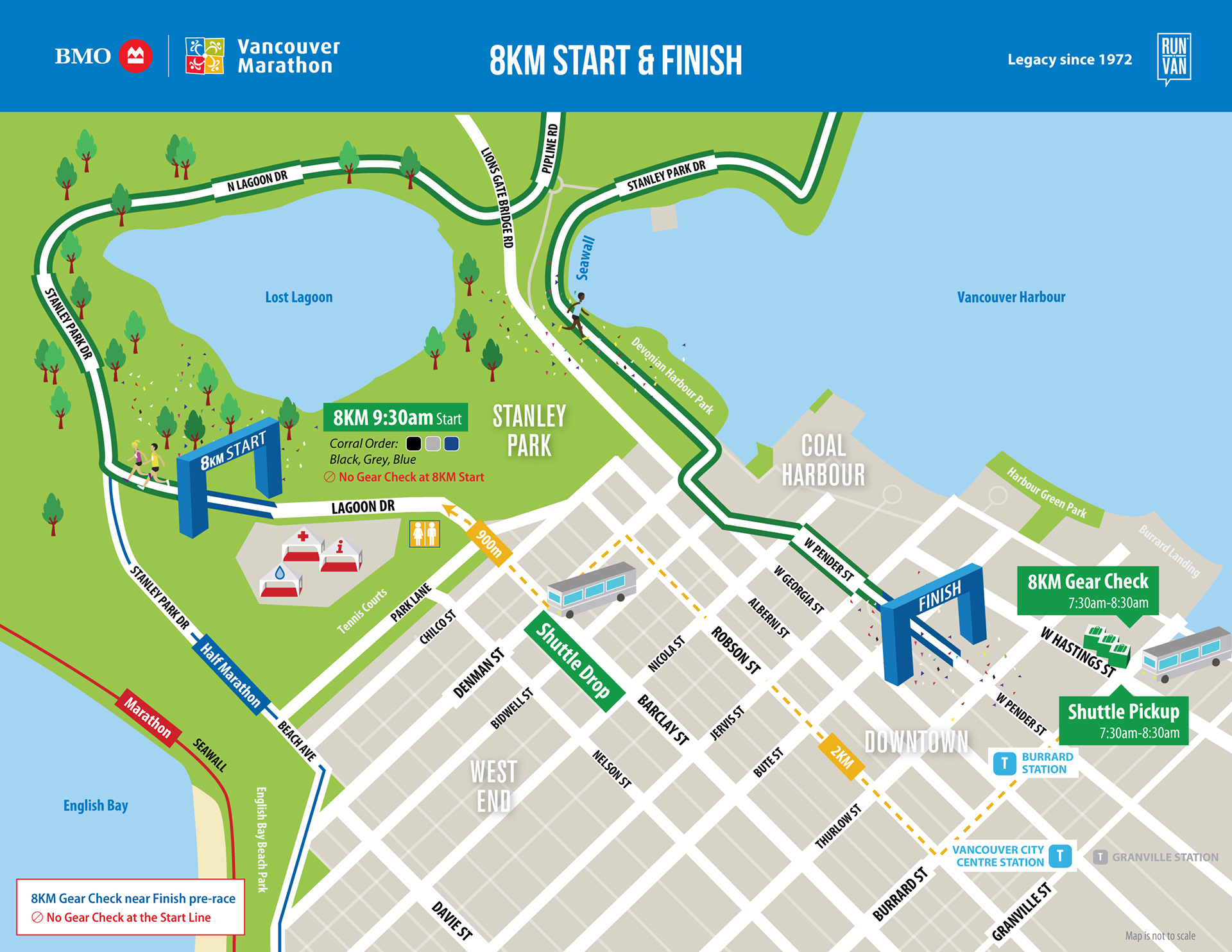 8 km run BMO Vancouver Marathon map
