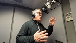 Al Murdoch records the SkyTrain announcements in a studio