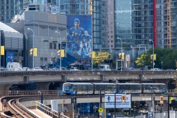 The SkyTrain near Rogers Arena, outside Stadium–Chinatown Station