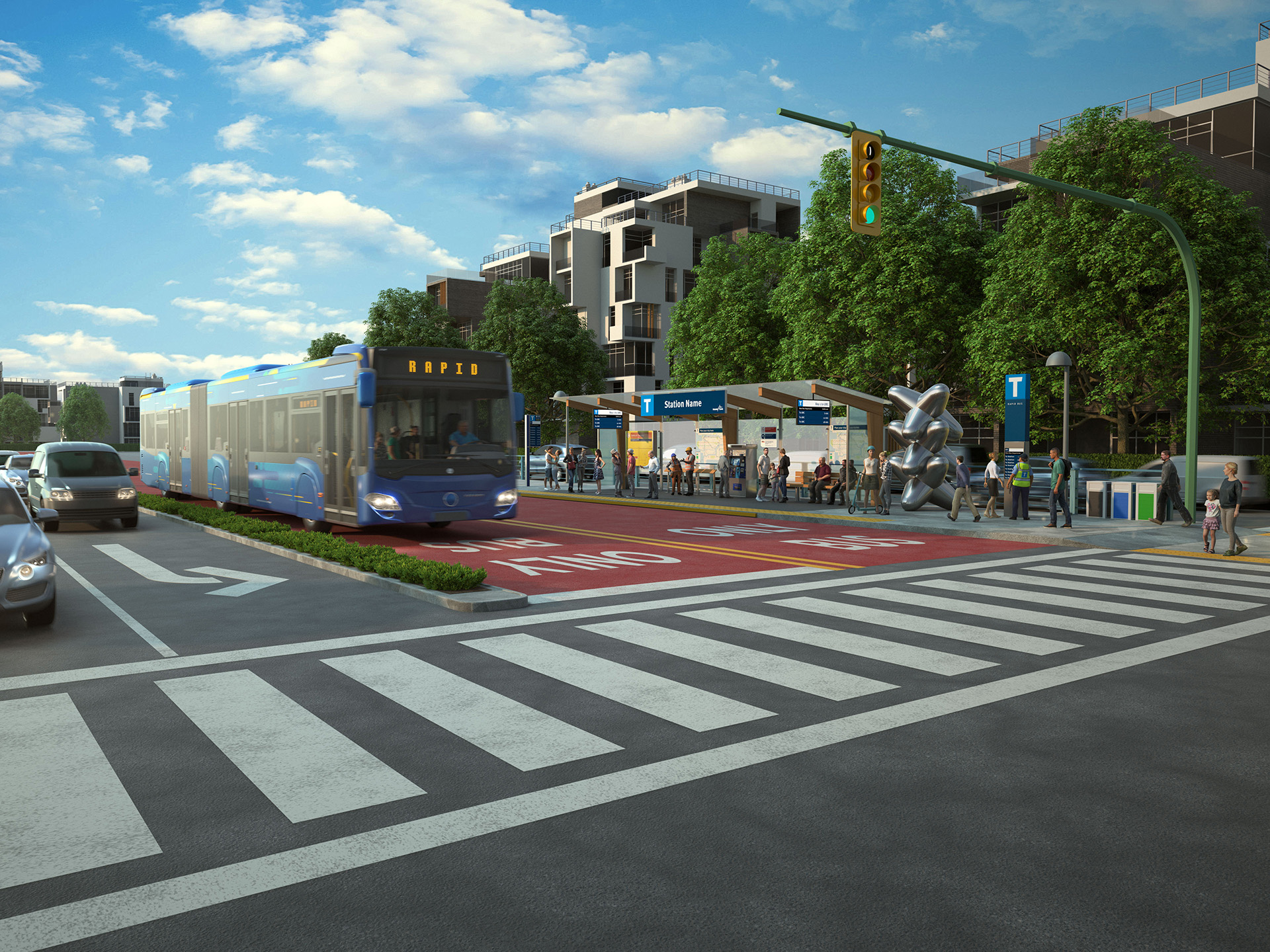 A conceptual rendering of bus rapid transit in Metro Vancouver
