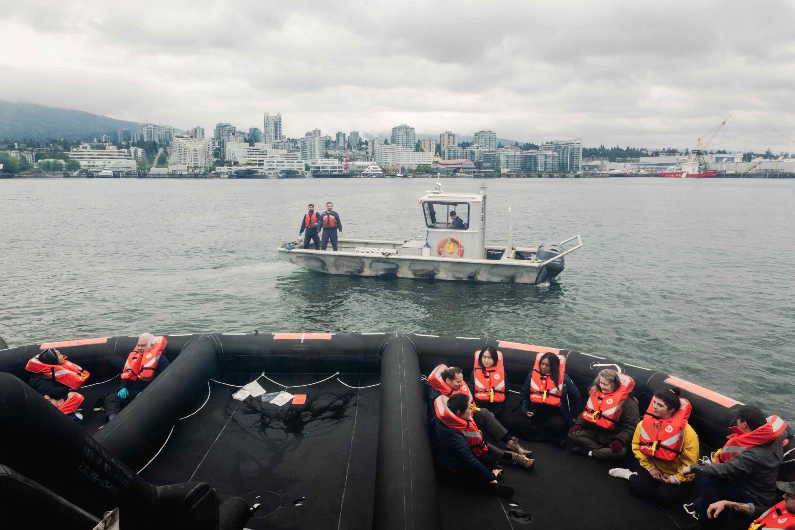 SeaBus passengers await a tow-to-shore.
