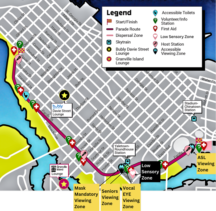 2024 Vancouver Pride Parade route map
