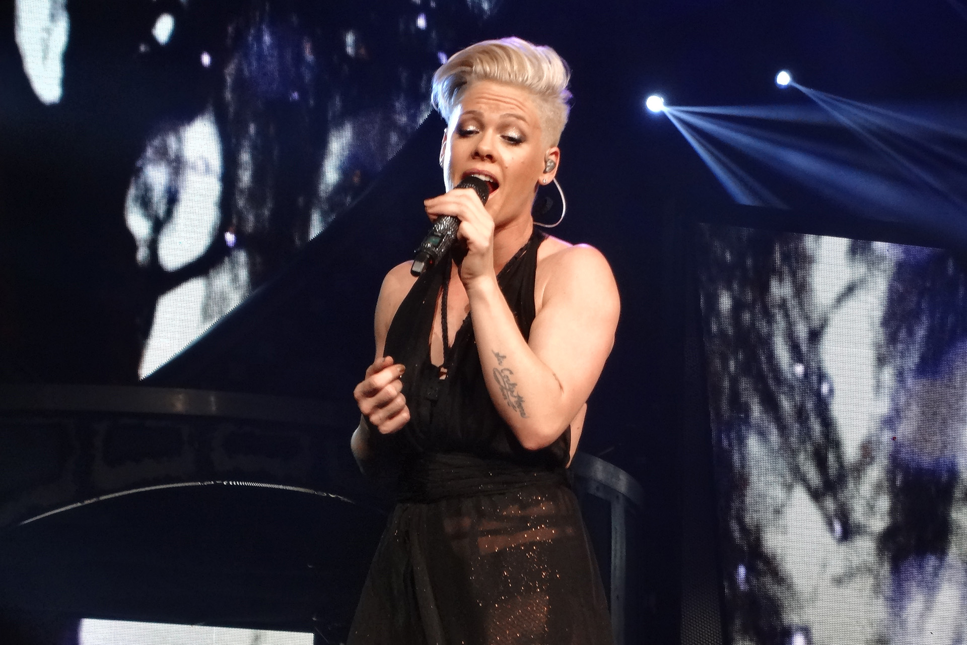 Pink performing on tour in 2013