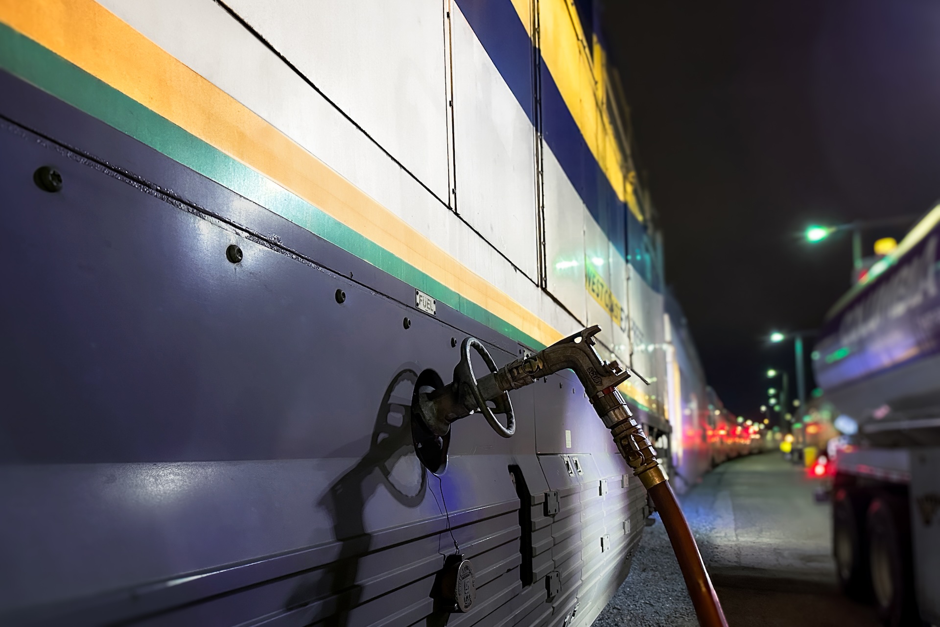 A pump fuelling the West Coast Express locomotive