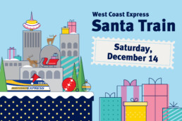 Graphic showing the West Coast Express Santa Train