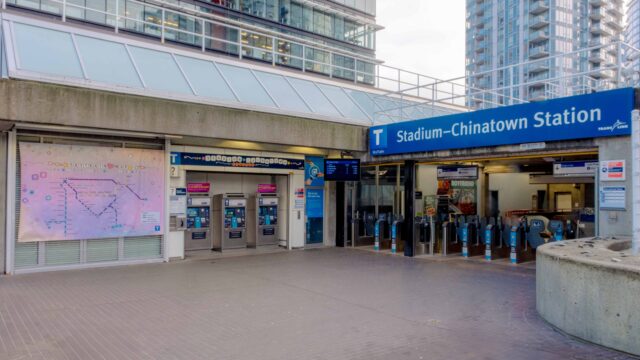 TransLink's SkyTrain map out side of Stadium–Chinatown Station receives friendship-bracelet makeover