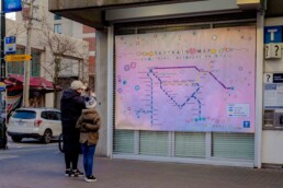 TransLink's SkyTrain map installed outside Stadium–Chinatown Station receives friendship-bracelet makeover