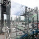 South side stairwell enclosed in glass at Brentwood Town Centre Station