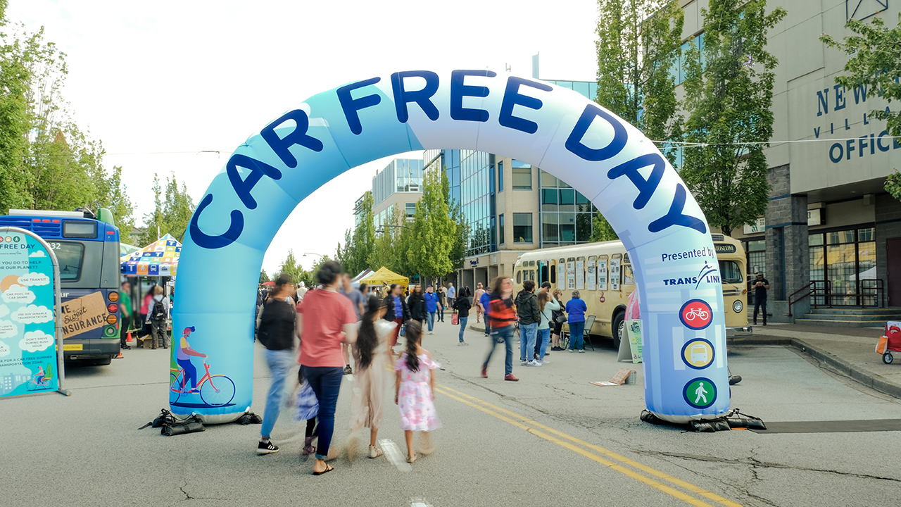 Inflatable Car Free Day arch at Car Free Day Surrey