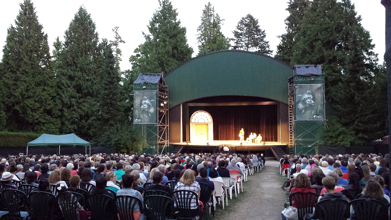 Crowd watches an outdoor performance at Malkin Bowl