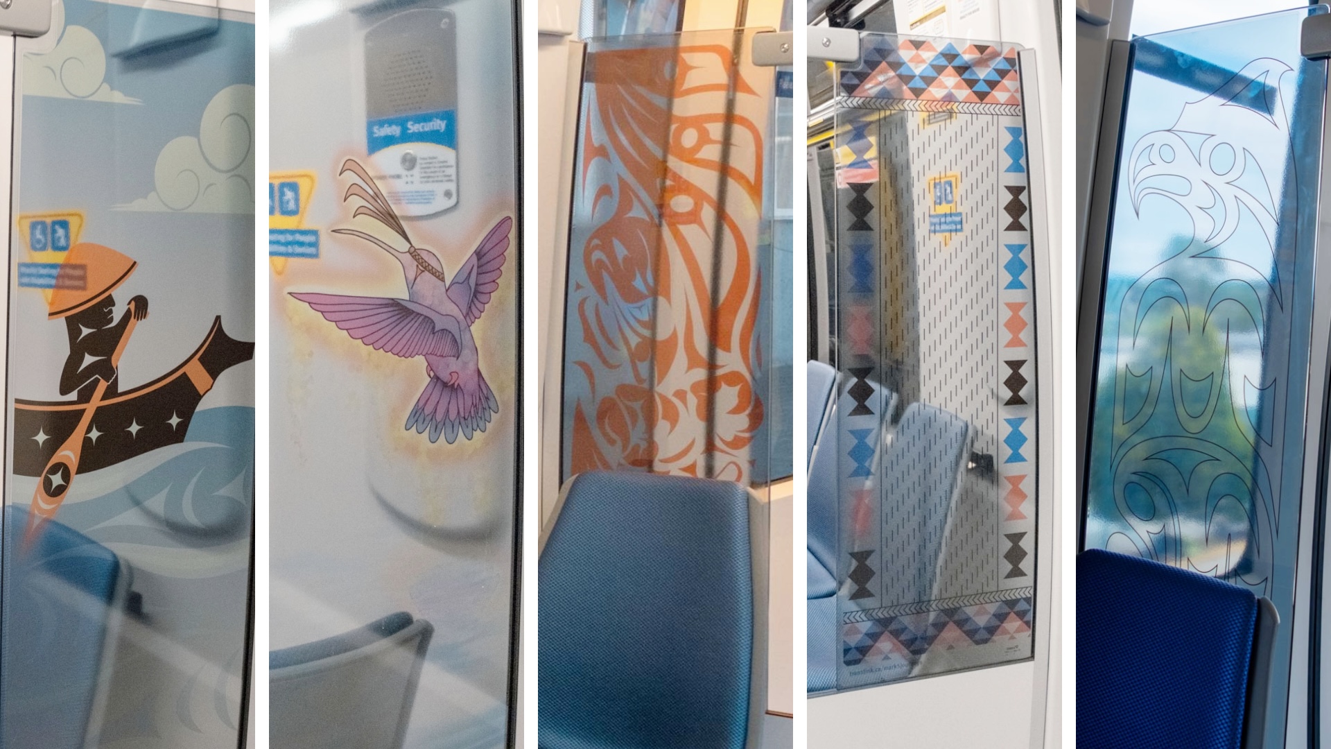 A collage showing the 5 windscreen art installations on the Mark V