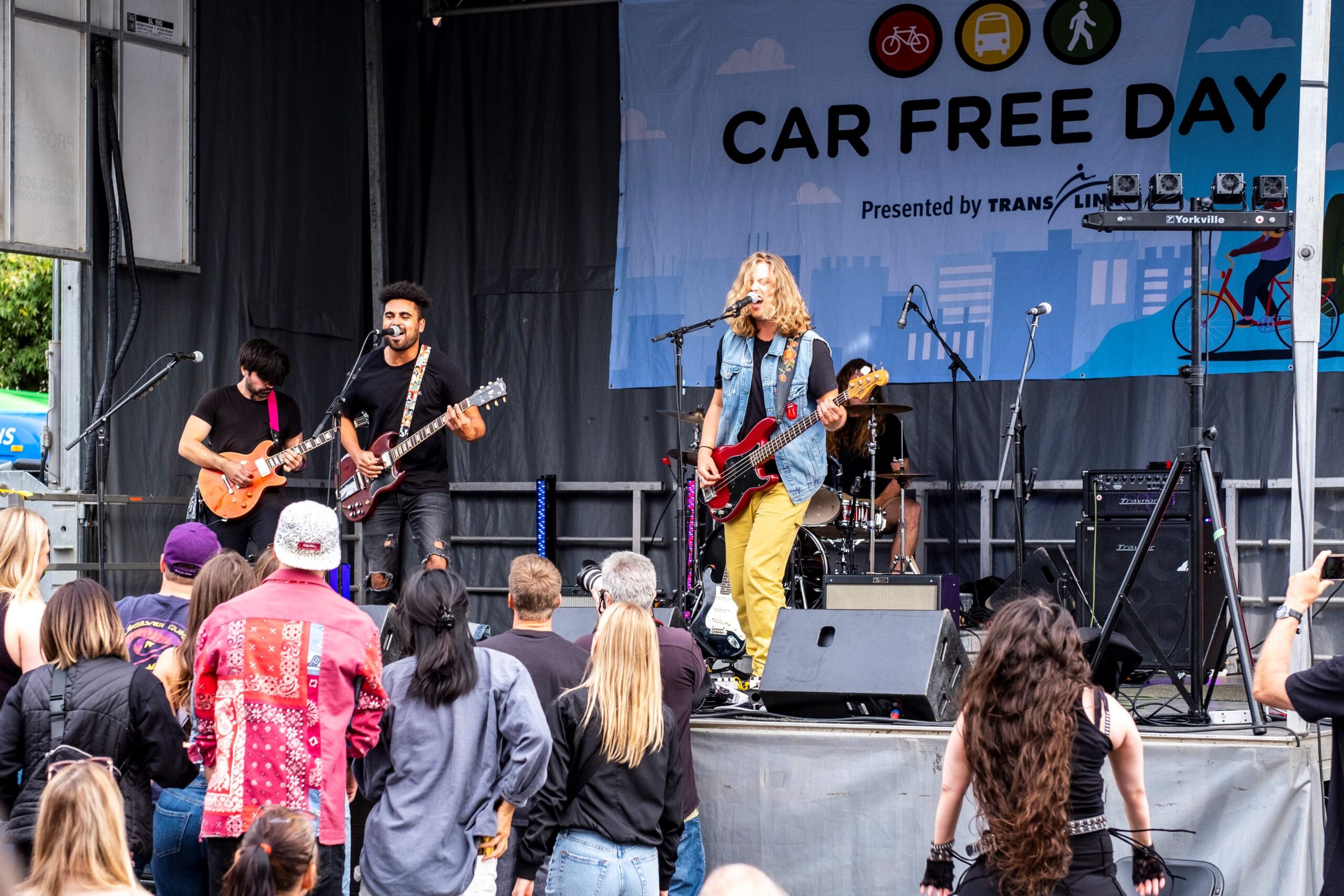 Performers on stage at the Shipyards Festival in North Vancouver, 2023