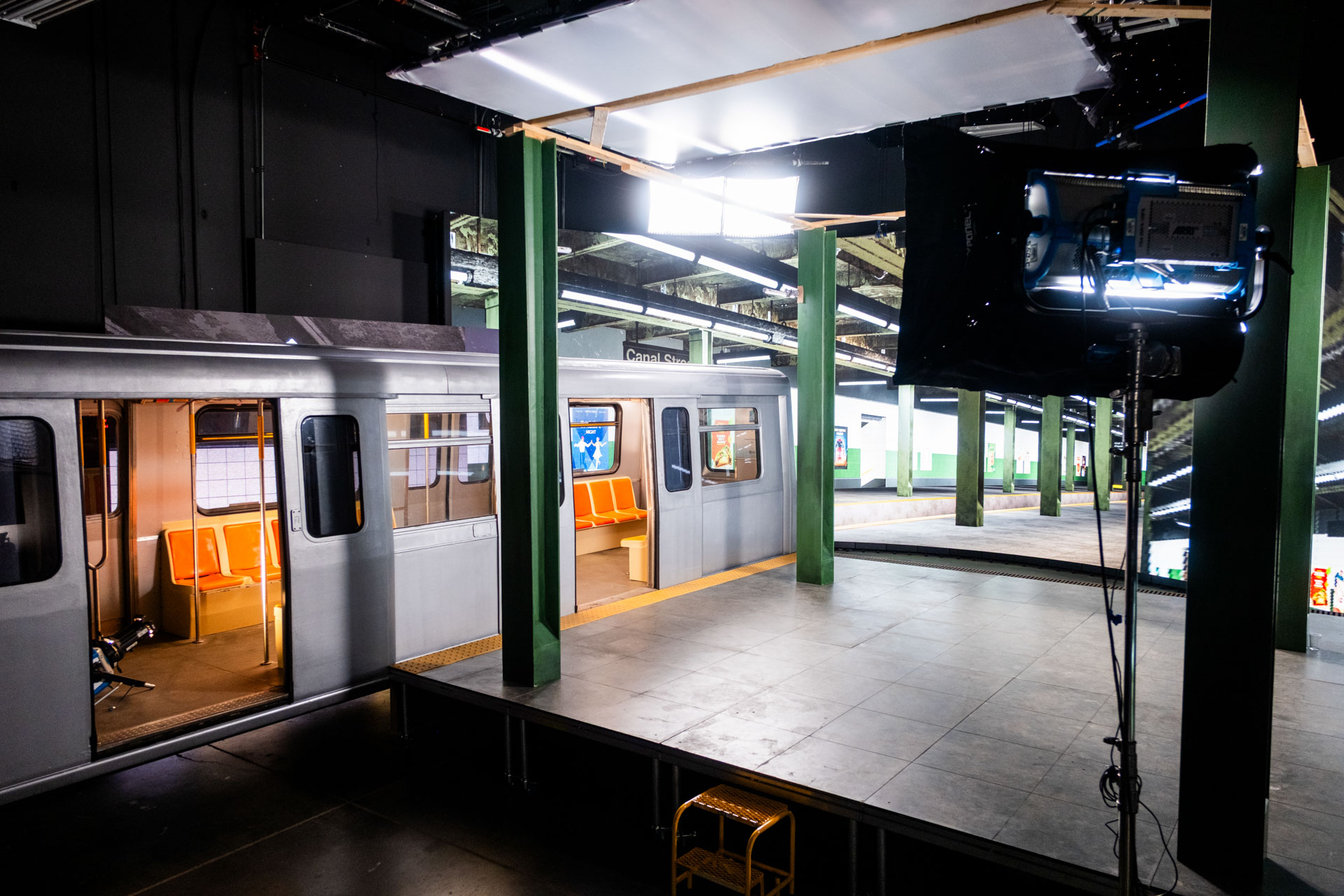The Mark I car inside Lumostage repurposed as part of a 180-degree LED stage