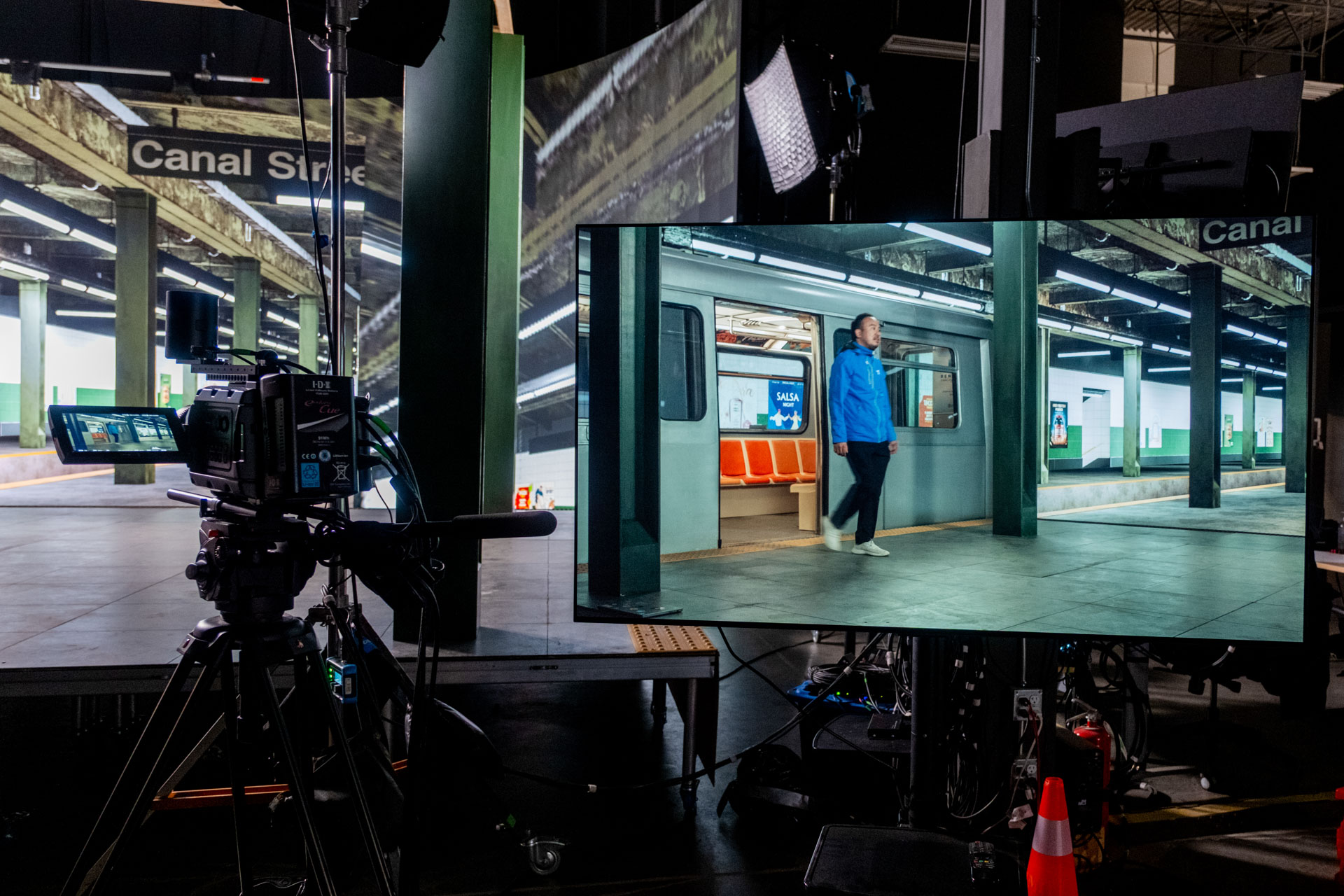 The Mark I car inside Lumostage repurposed as part of a 180-degree LED stage