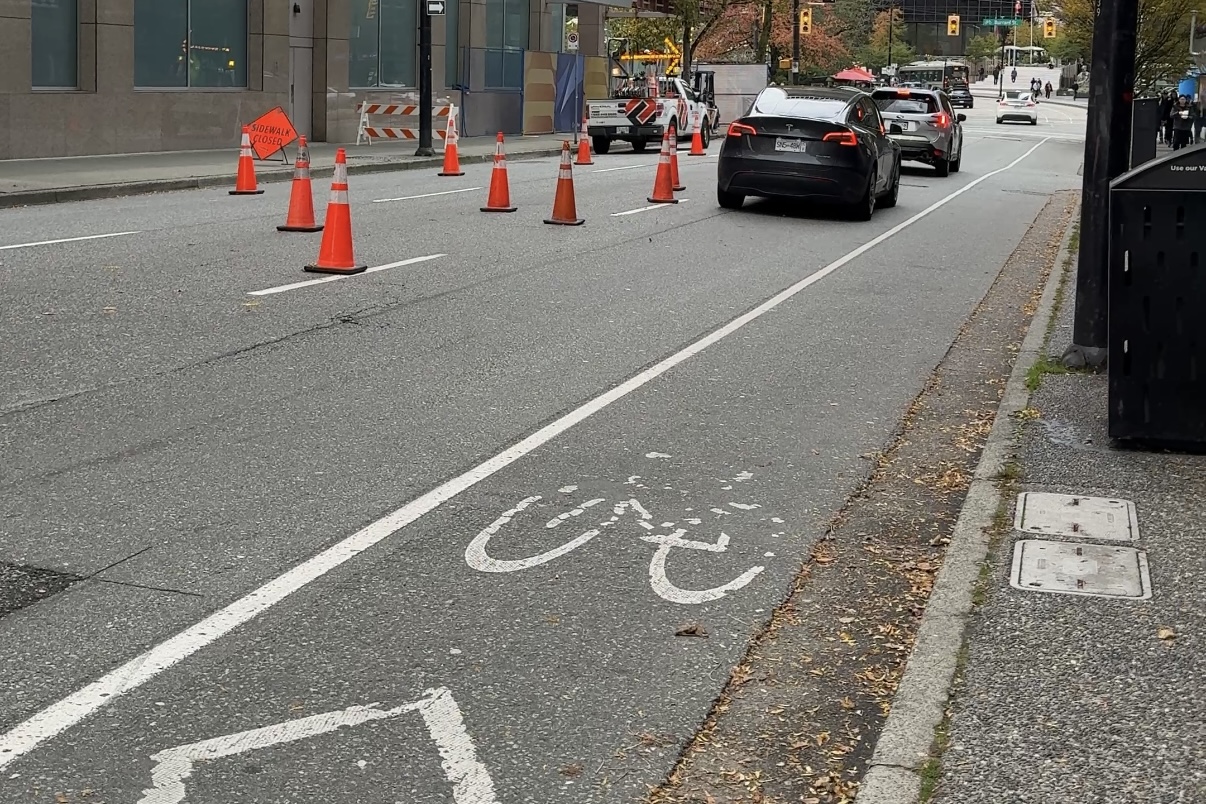 Bike path in Downtown Vancouver