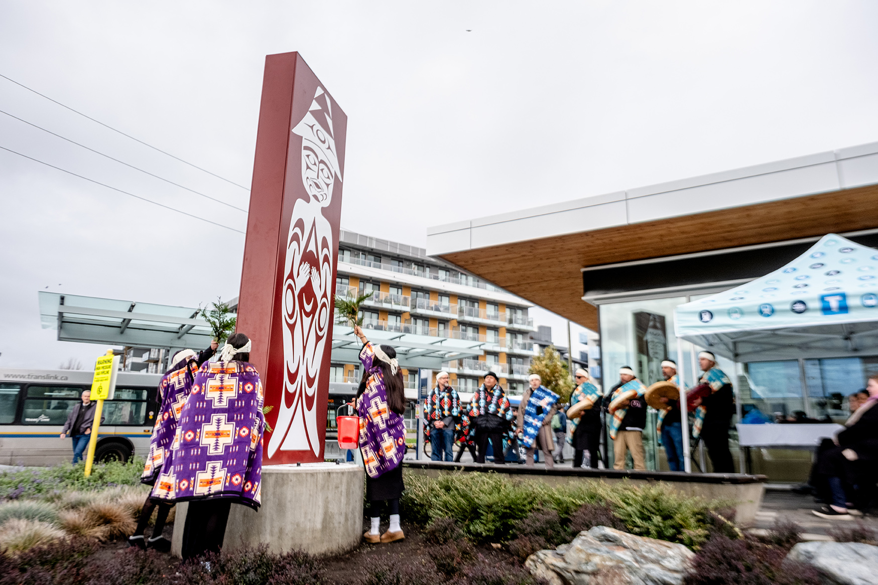 A blessing ceremony was held during the unveiling of the Indigenous artwork titled 'smenahl'