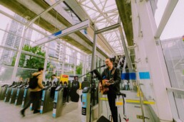 Ian Zafra performing at Metrotown Station