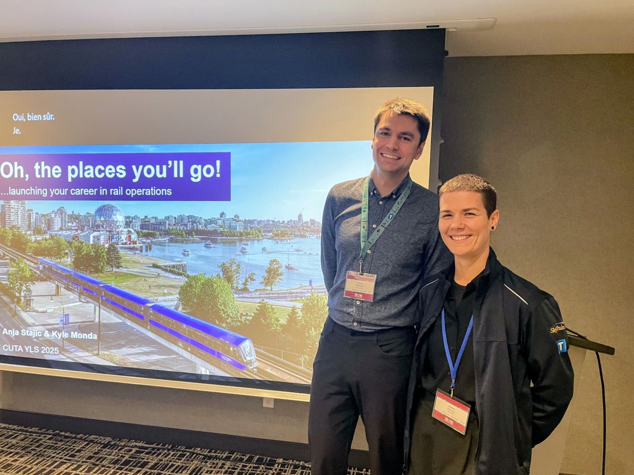 Kyle Monda presenting at the Canadian Urban Transit Association's Young Leaders Summit in 2025