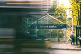 Bus passing by Burrard Station