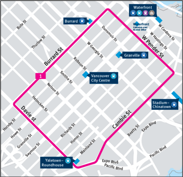1 Downtown Circulator map