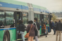 Customers boarding the R4 RapidBus